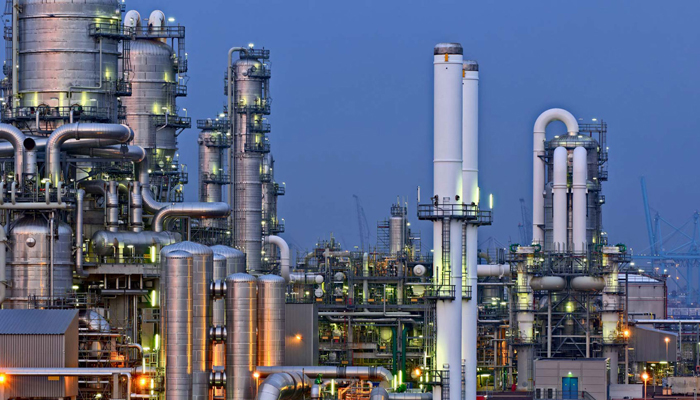 Petrochemical plant at dusk